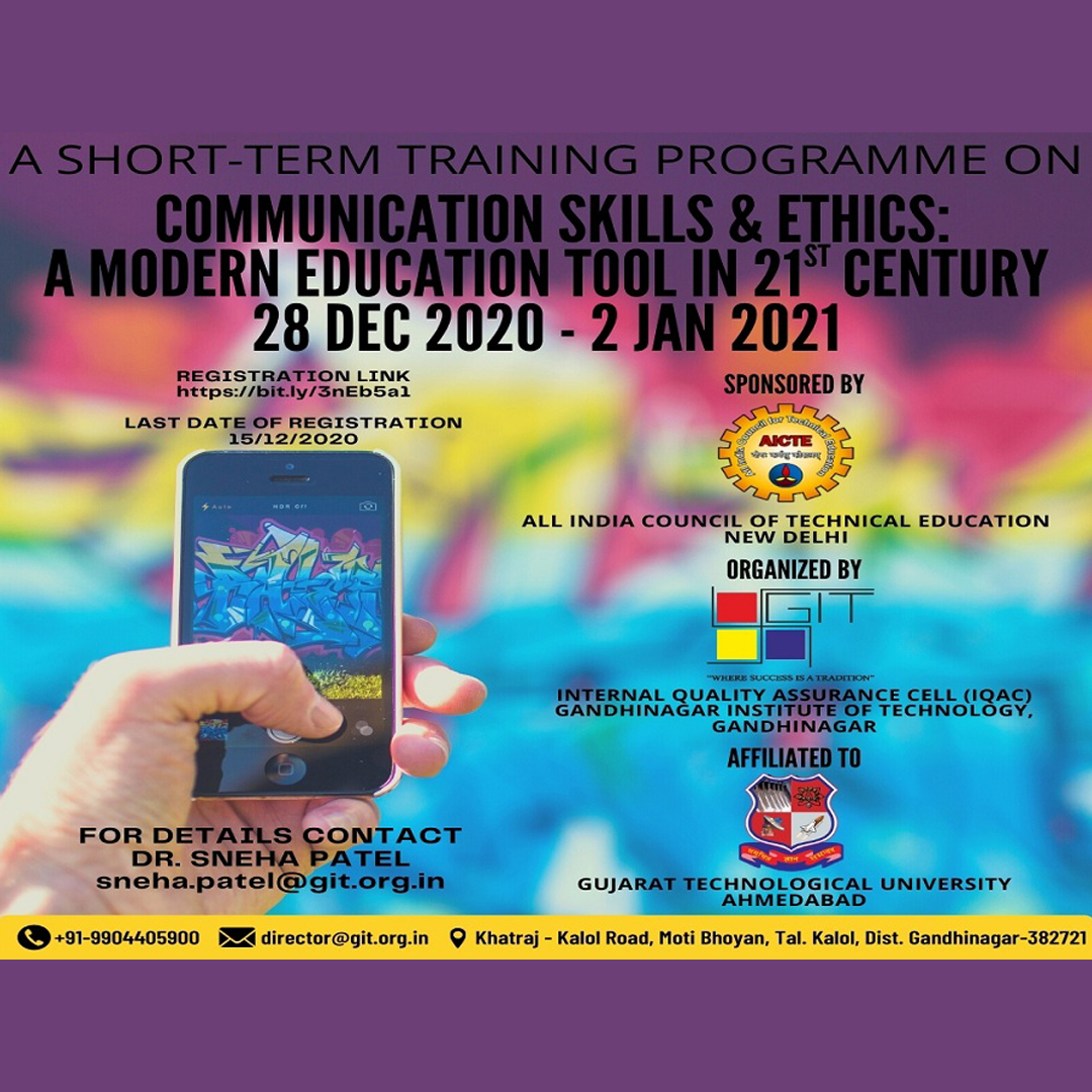 AICTE Sponsored Six Days STTP On “Communication Skills And Ethics: A Modern Education Tool
